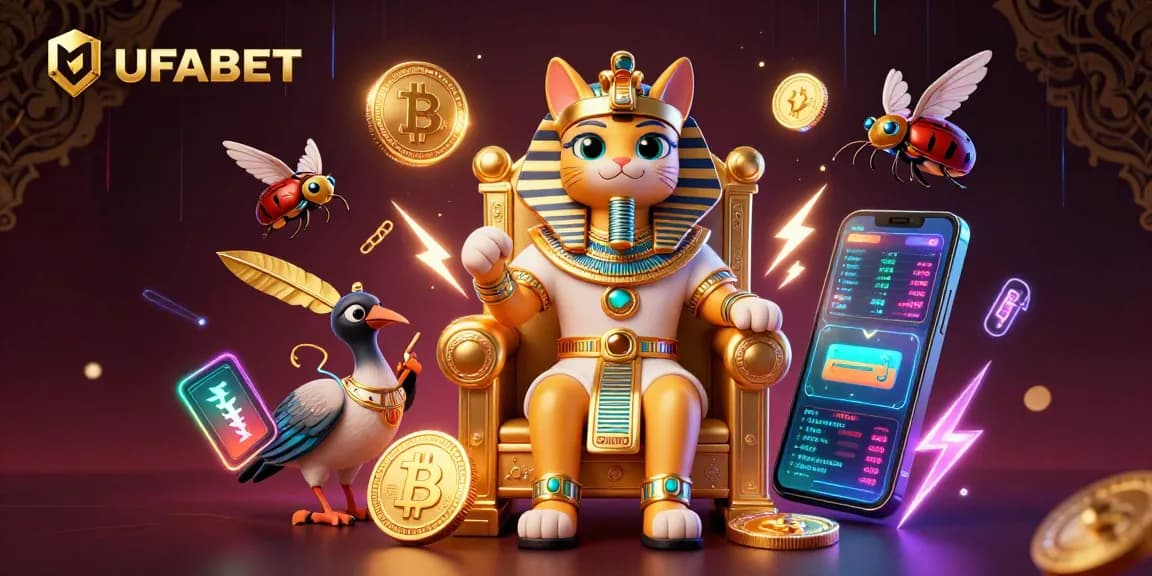 Experience the thrill of betting at UFABET with this vibrant 3D casino scene featuring Egyptian characters.