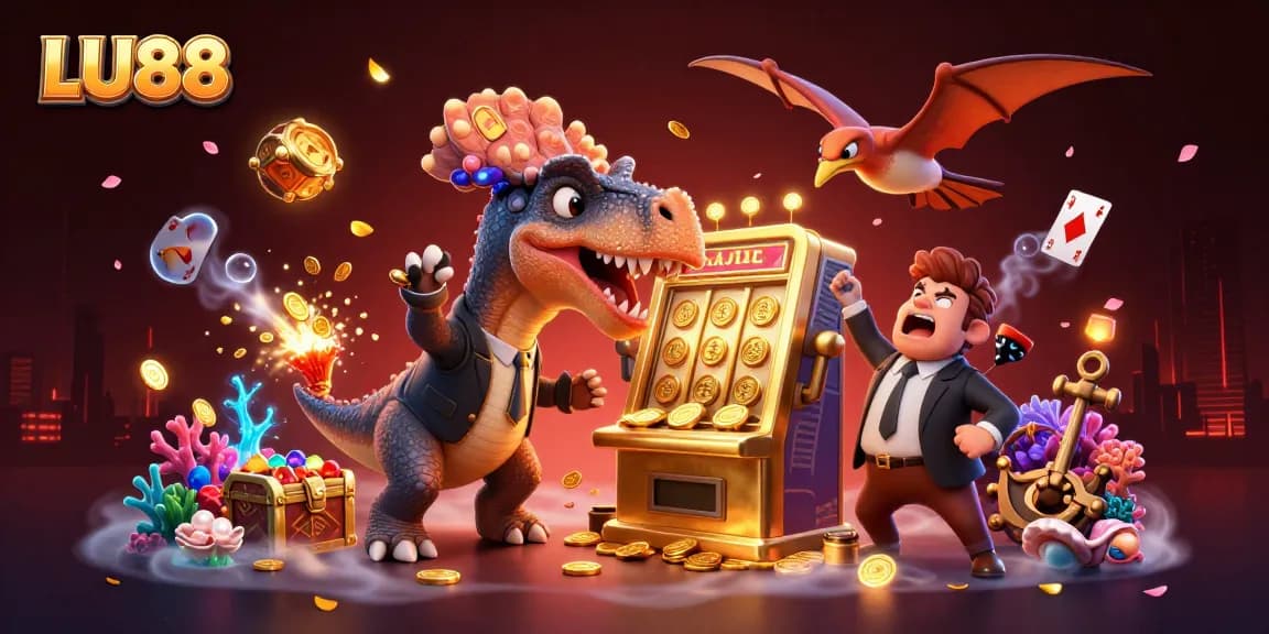 LU88's exciting slots scene featuring treasure and animated casino elements.