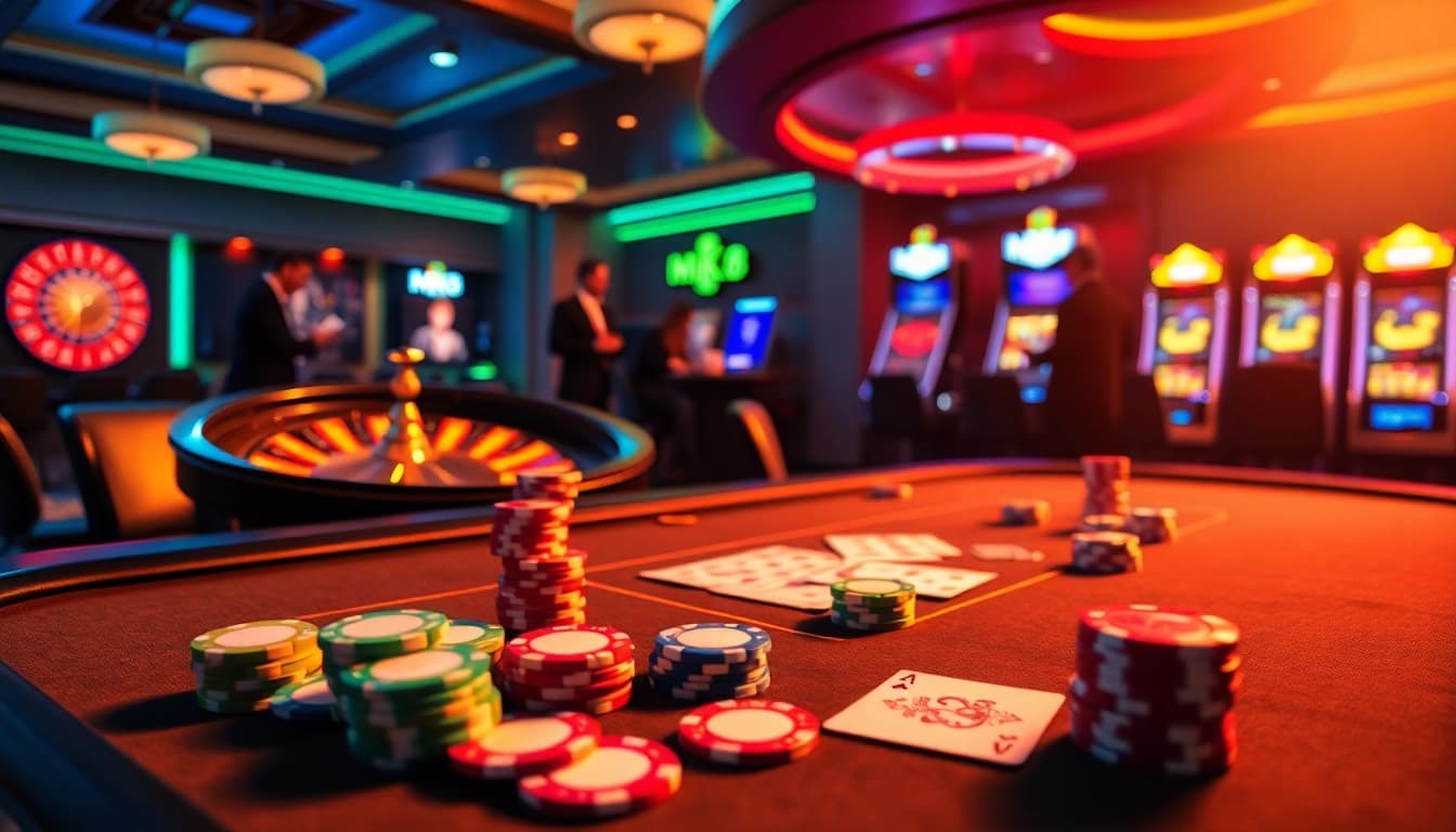 Players engage in thrilling poker action on the MK8 casino table.