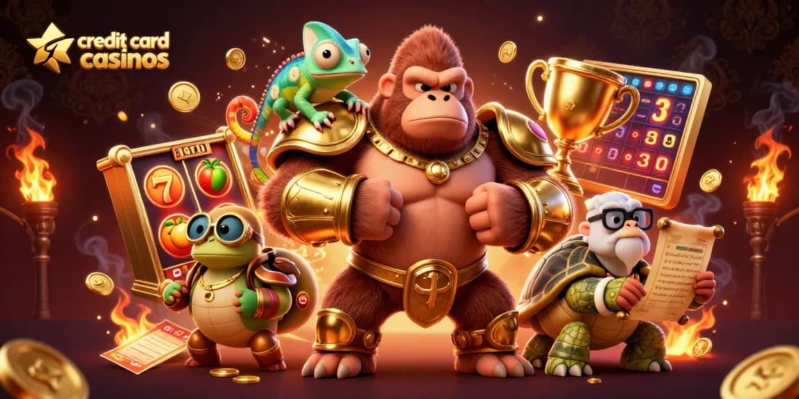 Experience exciting gameplay at credit card casinos with thrilling slot machines and vibrant characters.