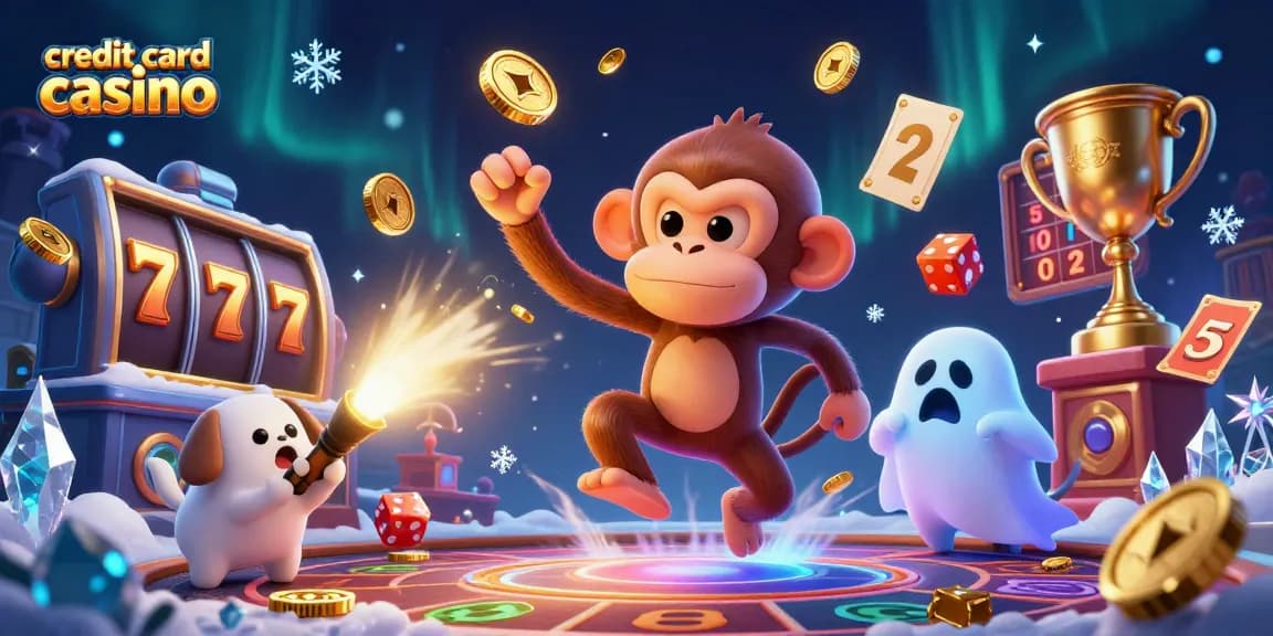 Engaging credit card casino illustration with playful characters and gaming elements in an immersive design.
