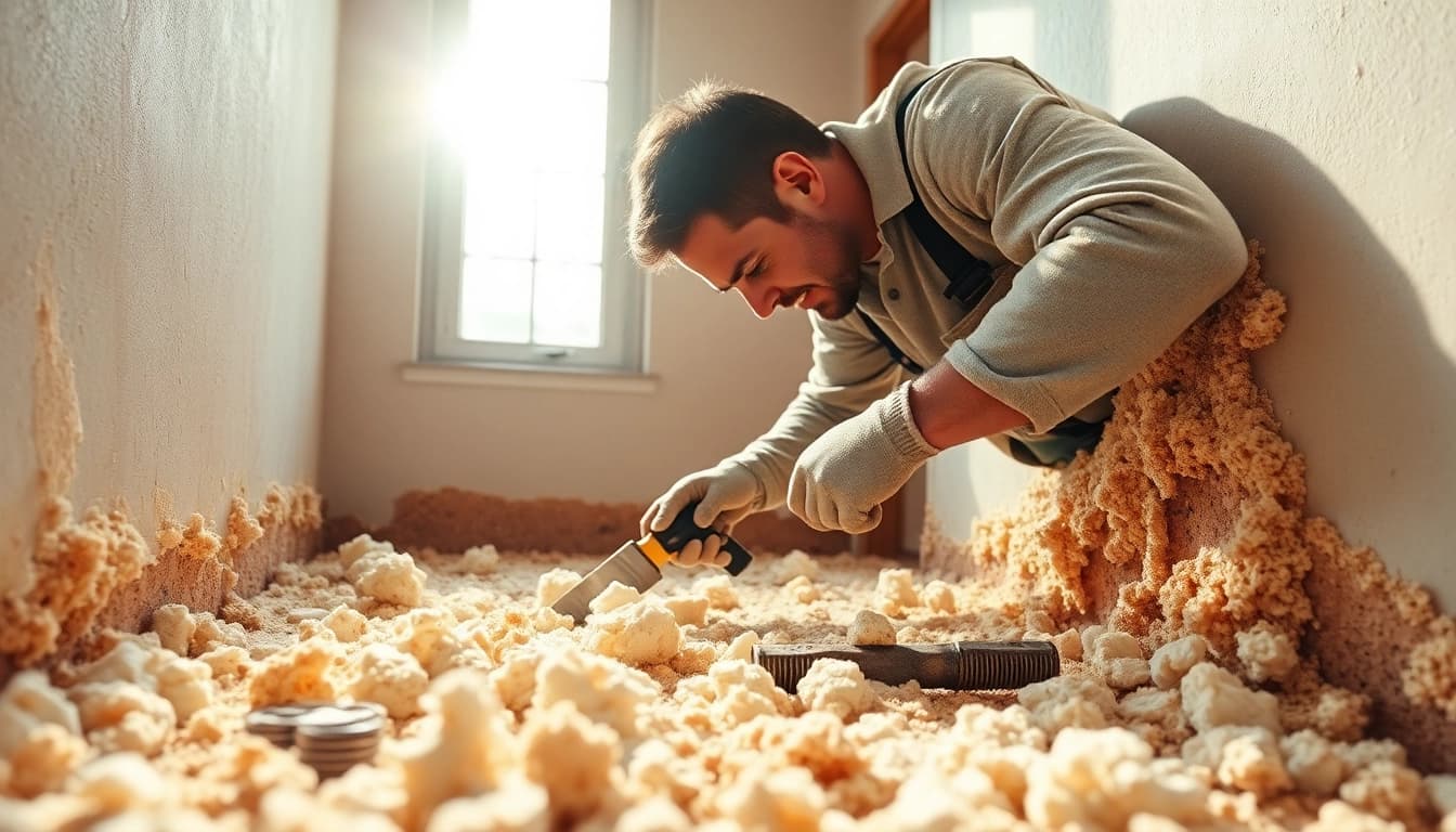 Efficient spray foam removal near Chichester in action, highlighting professional techniques.
