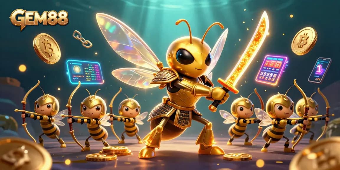 Engage with GEM88's thrilling virtual casino experience featuring vibrant characters and dynamic gaming elements.