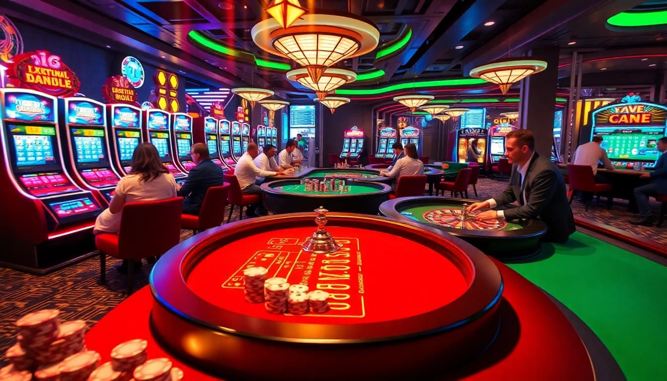 Players enjoying the thrill of KJC AC 3 with poker, roulette, and slot machines.