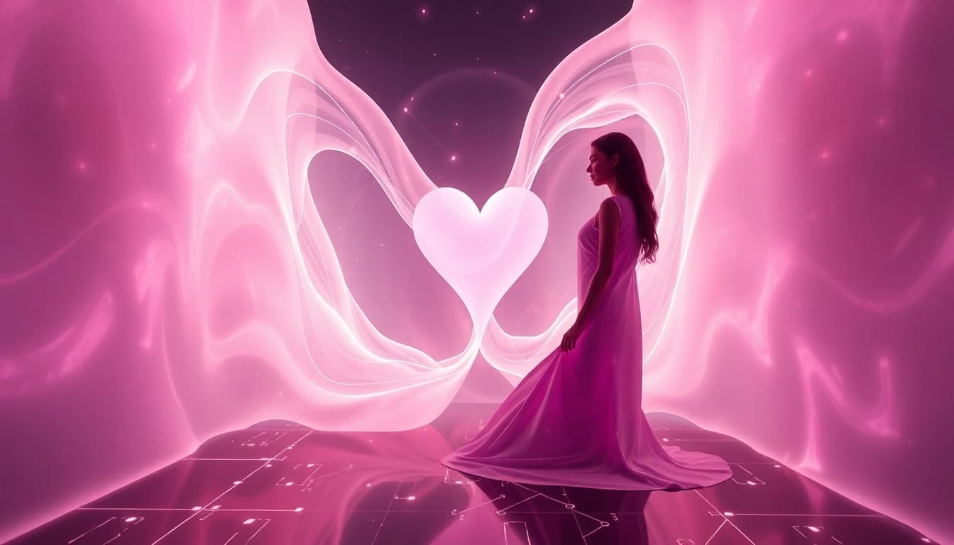 Futuristic digital landscape illustrating the concept of sex AI with elegant forms and ambient lighting.