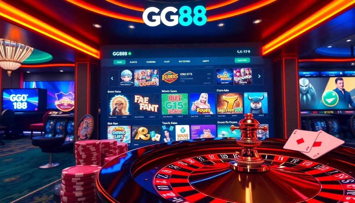 Engage with GG88's exciting online casino experience featuring vibrant gaming visuals.