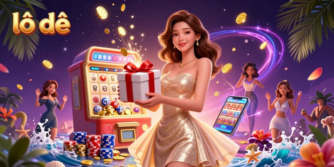 Engage with lô đề in a festive lottery scene featuring vibrant characters and dazzling game elements.