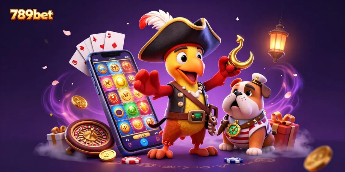 Experience thrilling gaming action at 789bet with colorful slot games, coins, and characters in vibrant 3D.