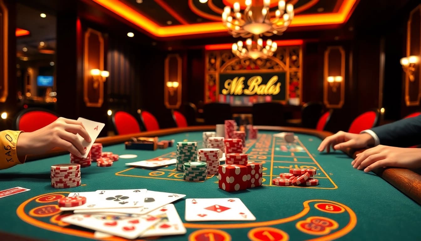 Engage in thrilling gambling at Nhà cái OK365 with vibrant casino tables and lively players.