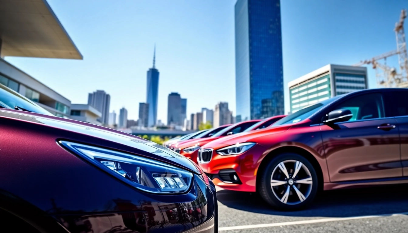 Showcasing Ashley cars in a vibrant urban environment with sleek designs.