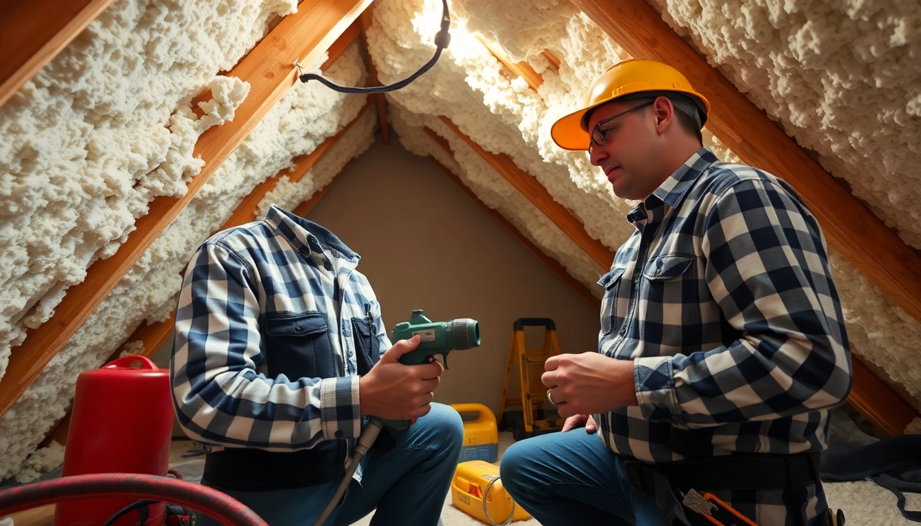 Inspecting spray foam mortgage problems in an attic with tools and natural lighting.