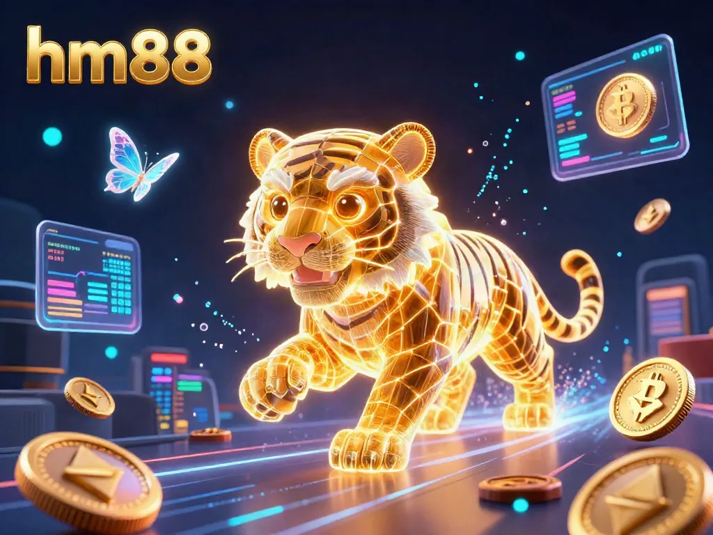 Experience the vibrant energy of hm88's digital casino world with the golden tiger guardian.