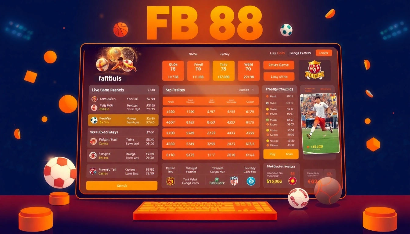 Experience the excitement of FB 88 with dynamic sports betting interface showcasing live odds and games.