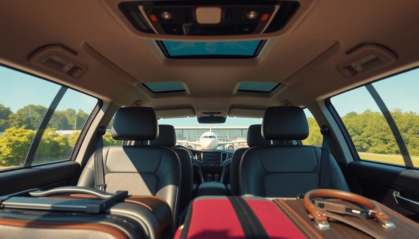 Traveling efficiently from Heathrow Airport in a modern transport vehicle with luggage.