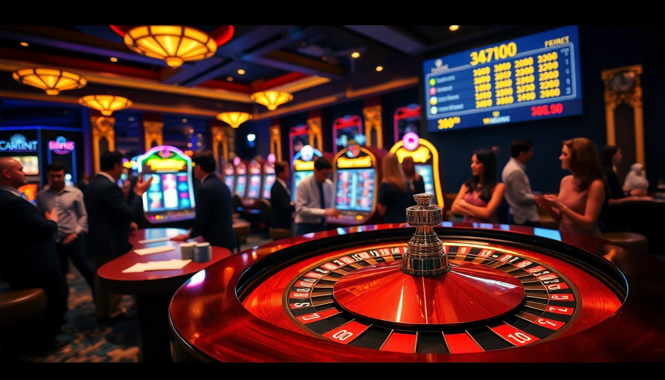 Players enjoying luxury gaming with KJC's interactive roulette table and slots.