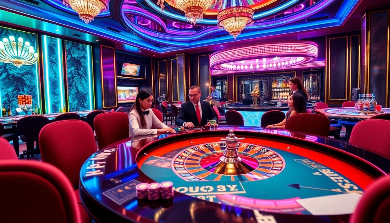 Experience high-stakes excitement at ta88 with vibrant casino tables and colorful poker chips.