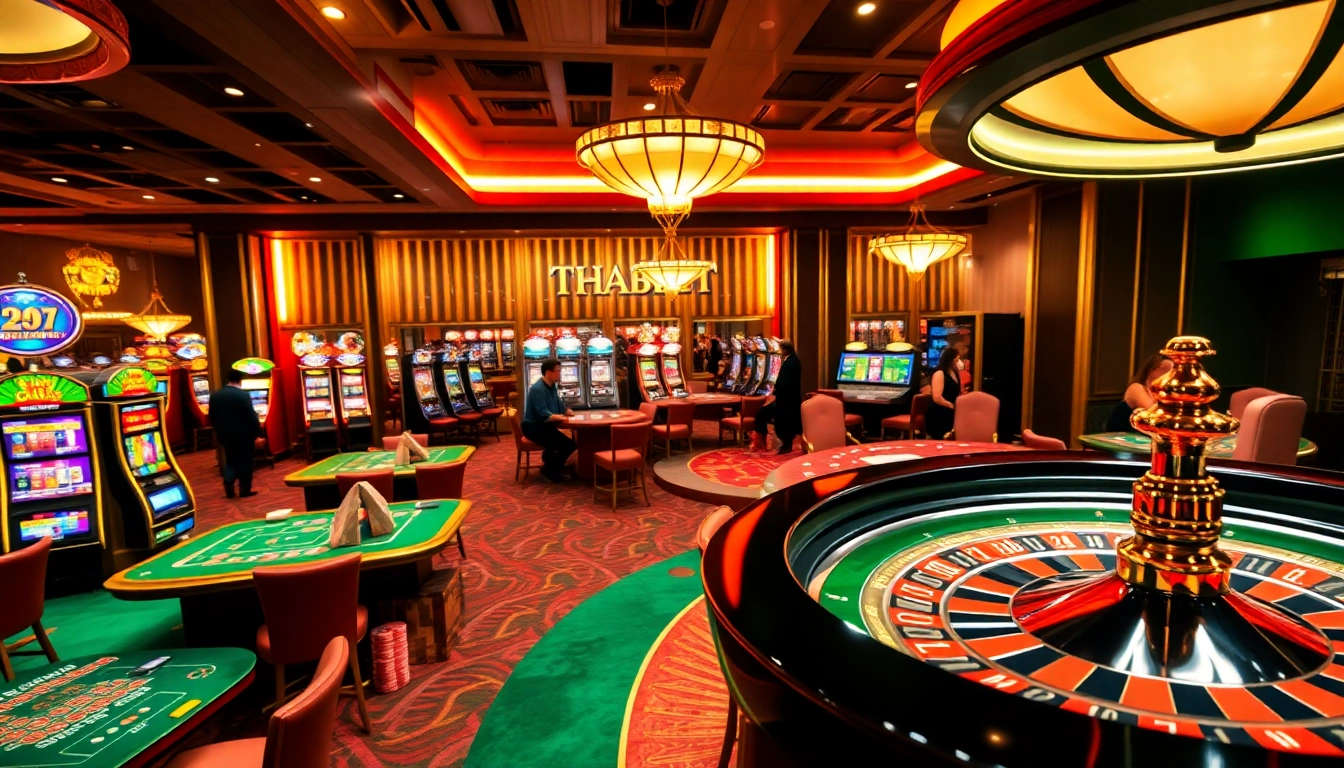 Experience the luxury of THABET with exciting casino tables and vibrant slot machines.