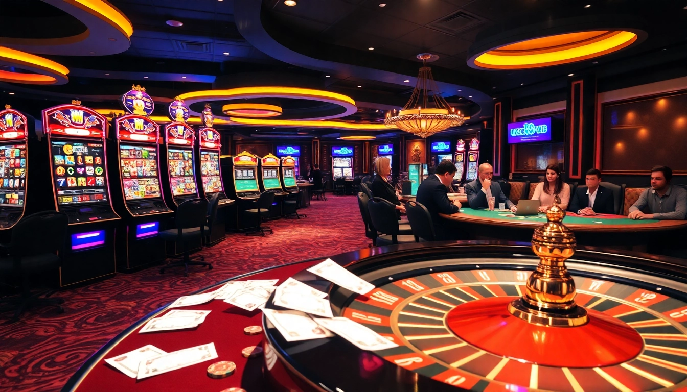 Experience the excitement of the uk88 vip casino with vibrant slot machines and poker tables.