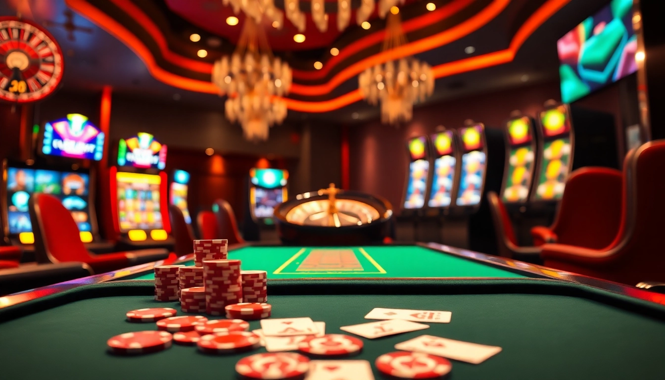 Experience the excitement of 78 WIN at a luxurious poker table surrounded by vibrant games.