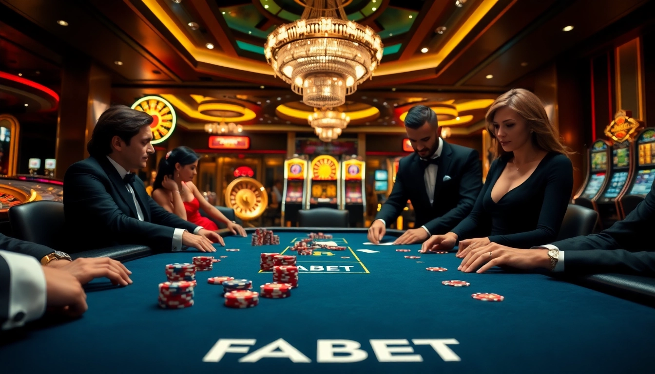 Experience the thrill of high-stakes gambling at FABET with vibrant poker scenes and luxury casino atmosphere.