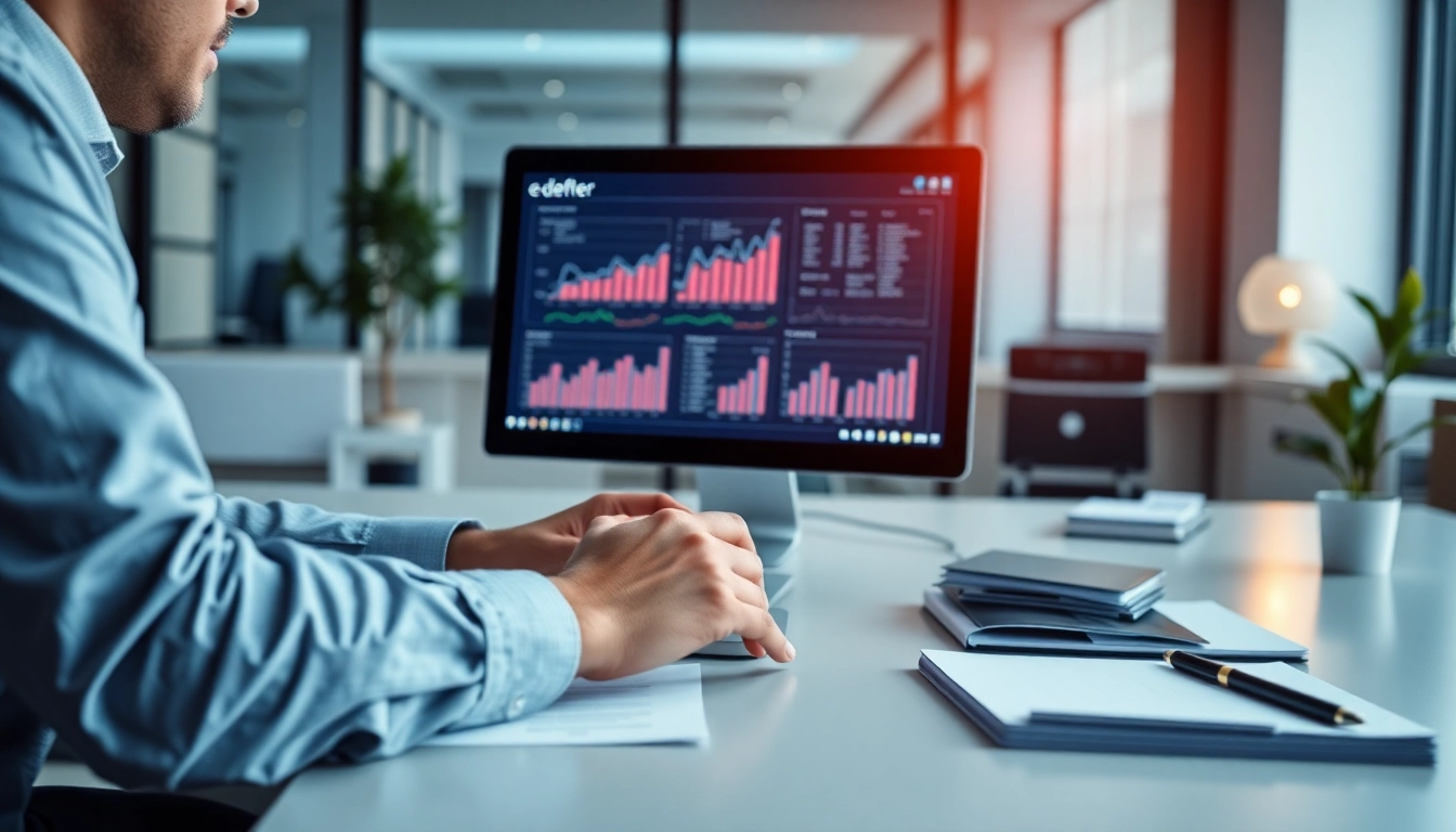 E-defter software in action at a modern office, showcasing financial reporting and bookkeeping.