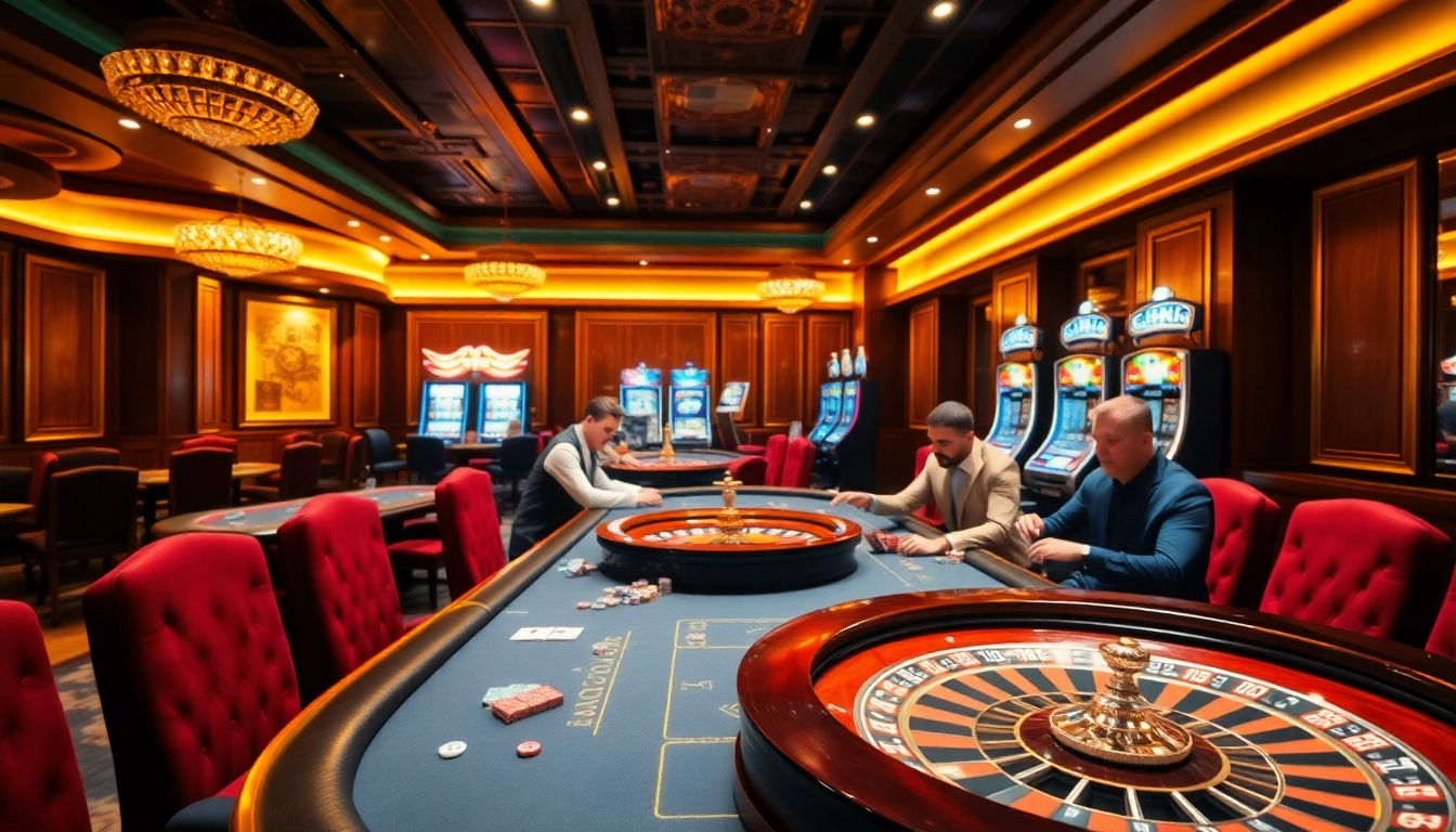 Experience the excitement of RR99.COM with players enjoying games at a luxurious casino.