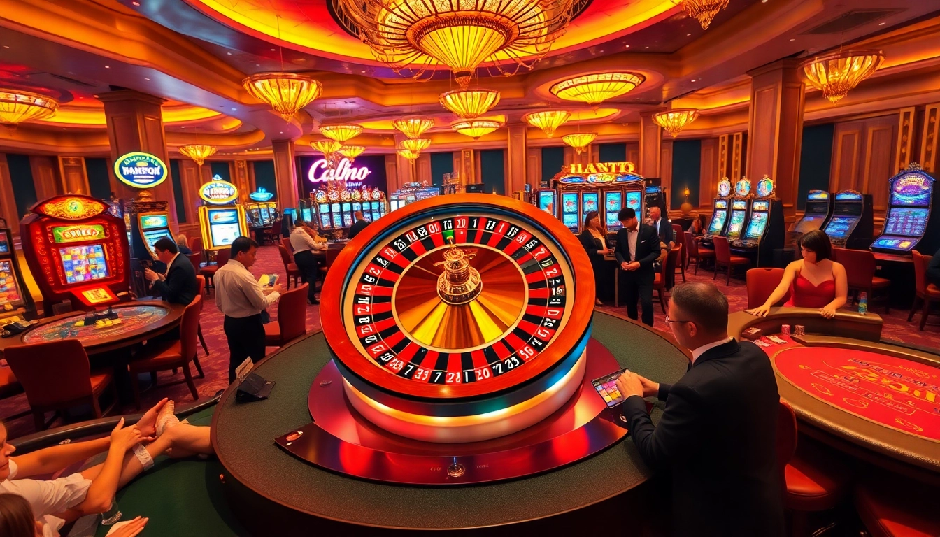 Players experience thrill at a casino with poker and roulette tables, inspired by https://www.6rwin5.com/.