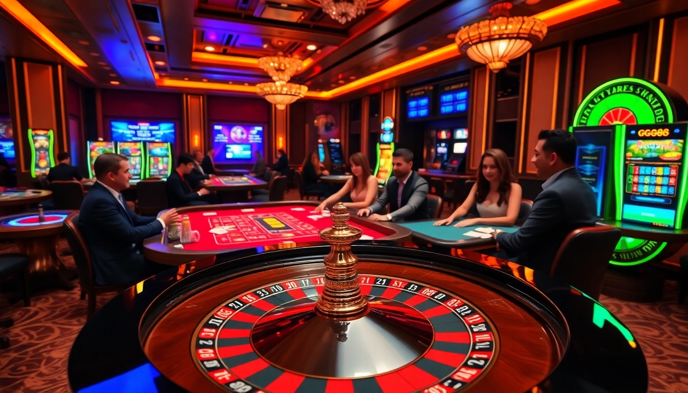 Experience the excitement of GG88 with players at a luxurious casino table.
