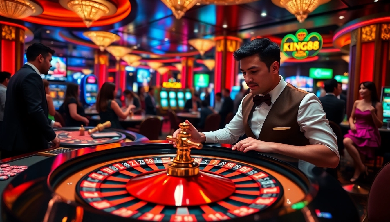 Experience thrilling roulette action at king88 casino with a professional dealer and vibrant ambiance.