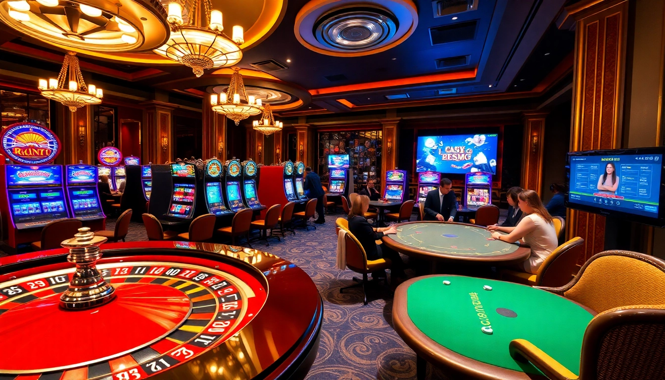 Experience the thrill of gambling at cm88.com with stunning casino tables and vibrant slot machines.
