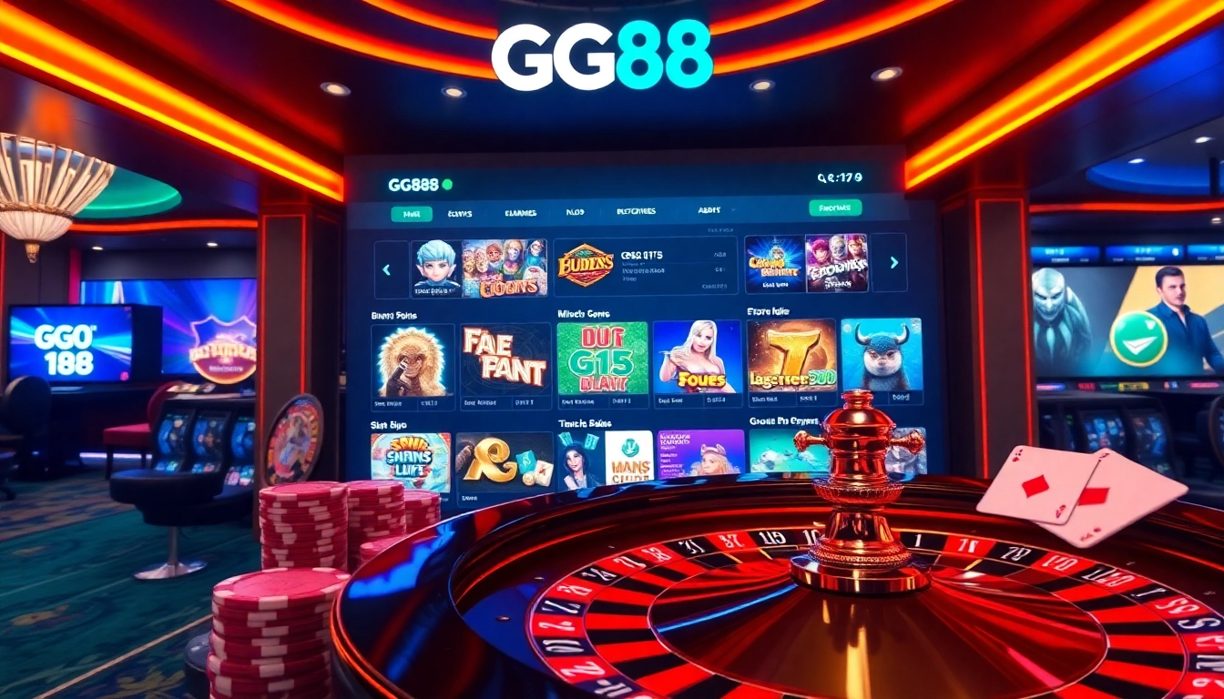 Engage with GG88's exciting online casino experience featuring vibrant gaming visuals.