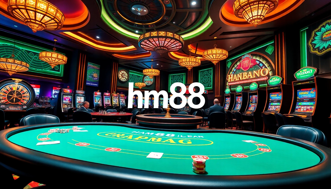 Experience the thrill of high-stakes poker at hm88's luxurious casino environment.