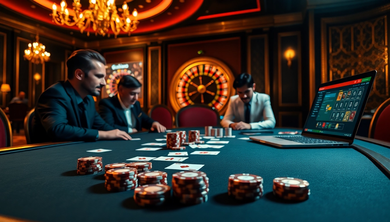 Experience the thrill of gambling at https://rr88it.com/ with a high-stakes poker table scene.