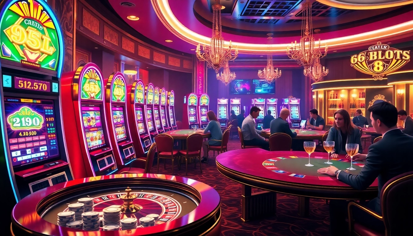 Engage with thrilling slot machines at 66slots8 com in a vibrant casino environment.