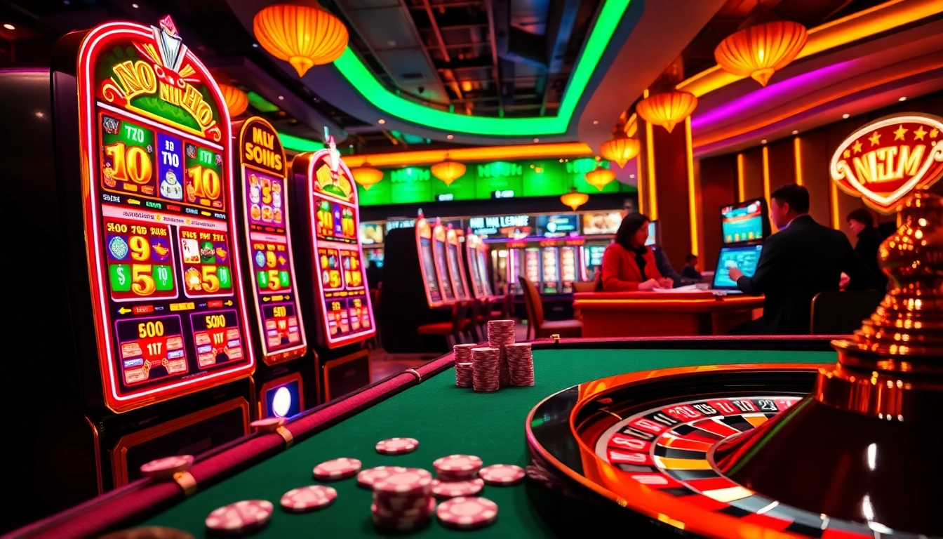 Exciting slot machine gameplay featuring nổ hũ and vibrant casino elements.
