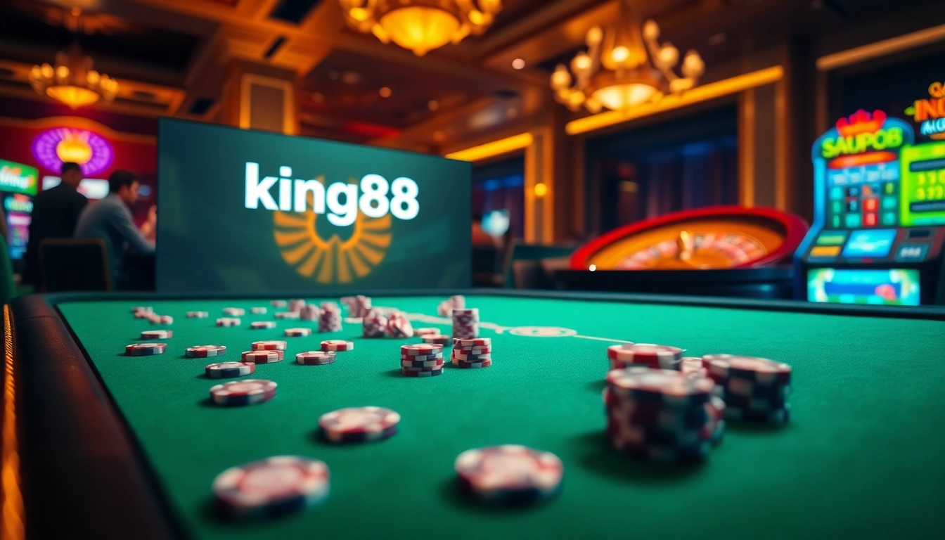 Experience king88 gameplay with vibrant casino tables and exciting slot machines.
