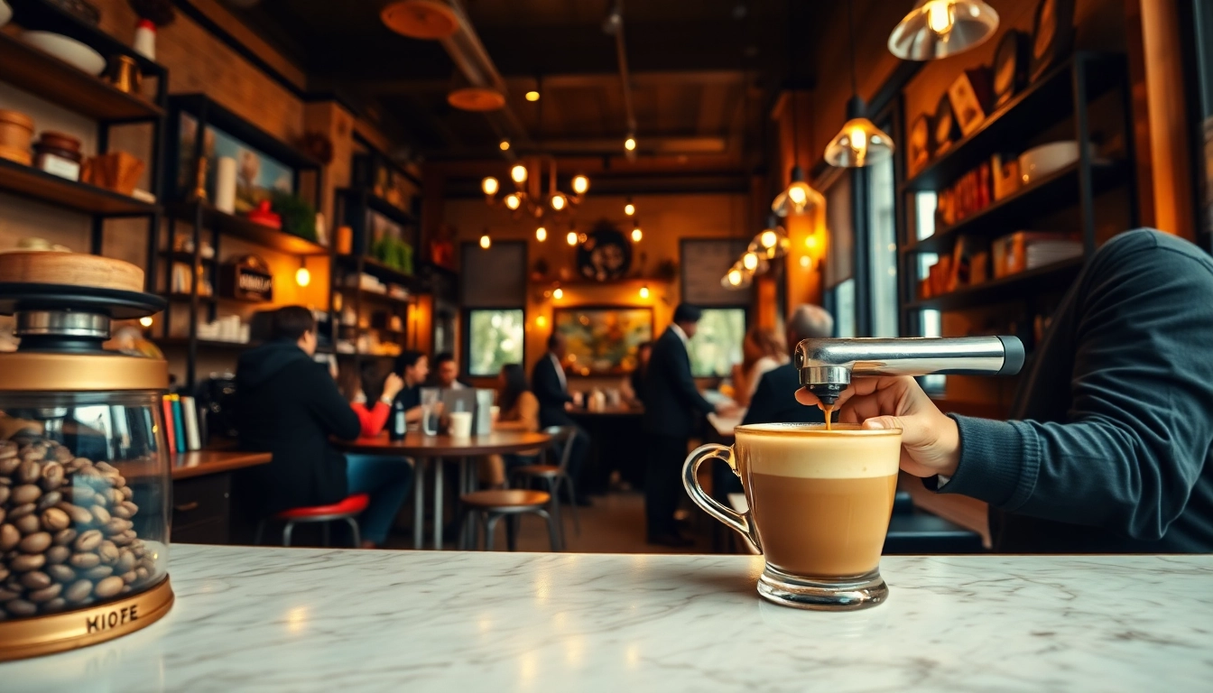 Enjoying aromatic coffee at a cozy Coffee shop Madrid with lively ambiance and artistic creations.