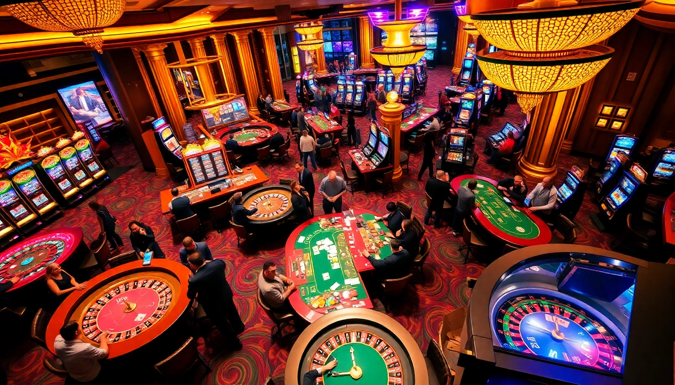 SODO casino scene with players enjoying roulette and slot machines, capturing the thrill of gambling.