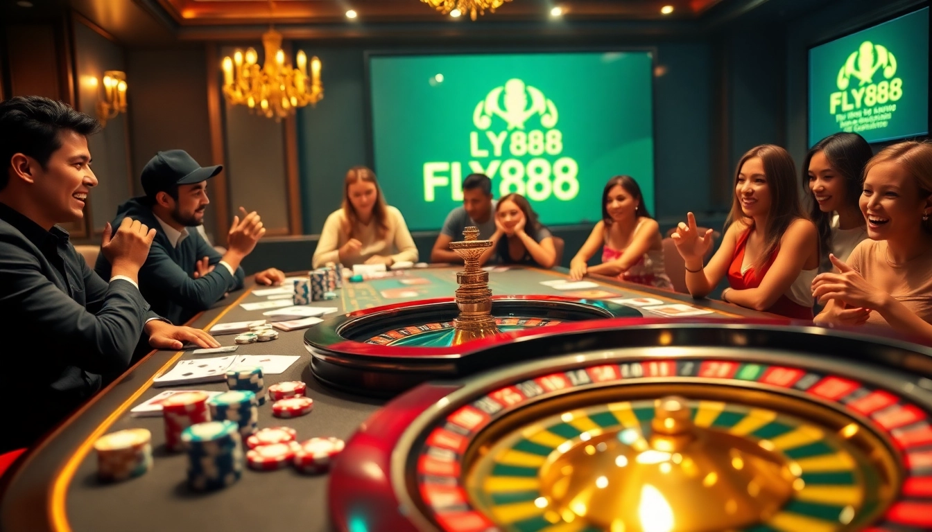 Experience the thrill of FLY88 gameplay with vibrant casino tables and immersive atmosphere.