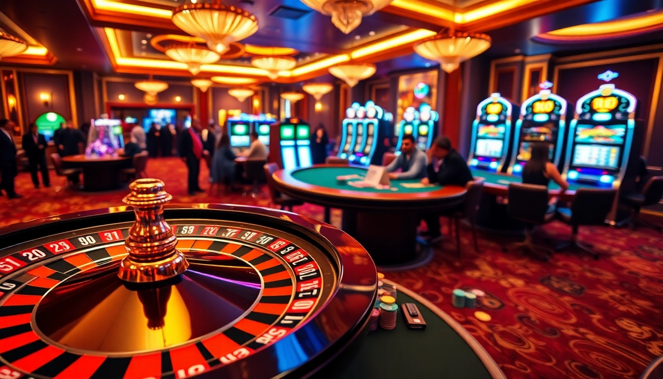 Experience high-stakes action at https://good88k.blog with vibrant casino tables and poker players.