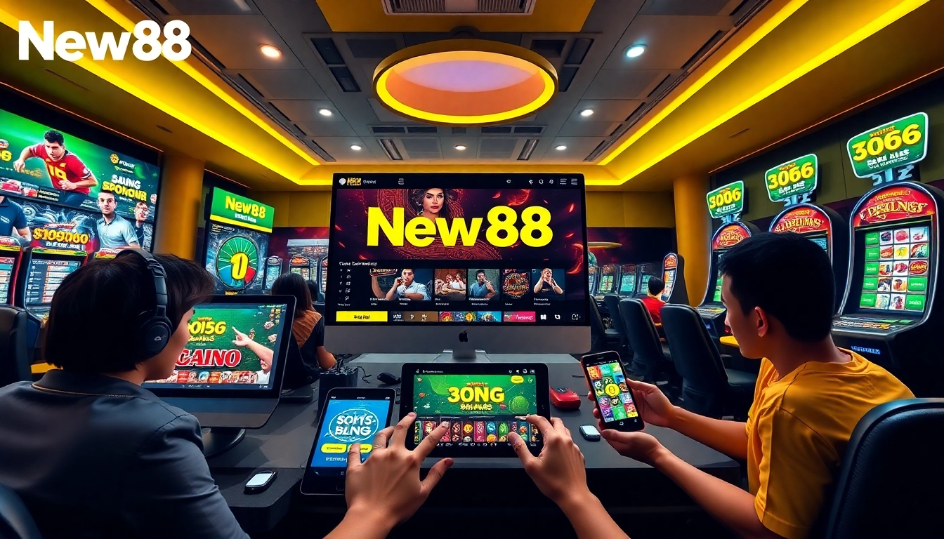 Experience the excitement of online gambling with New88's user-friendly platform featuring vibrant gaming options.