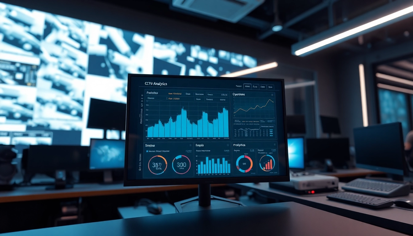 Discover types of CCTV analytics through an advanced dashboard in a high-tech control room.