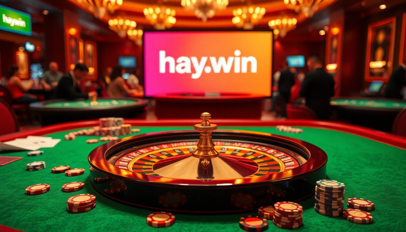 Experience the excitement of gambling at hay.win with vibrant roulette tables and colorful poker chips.
