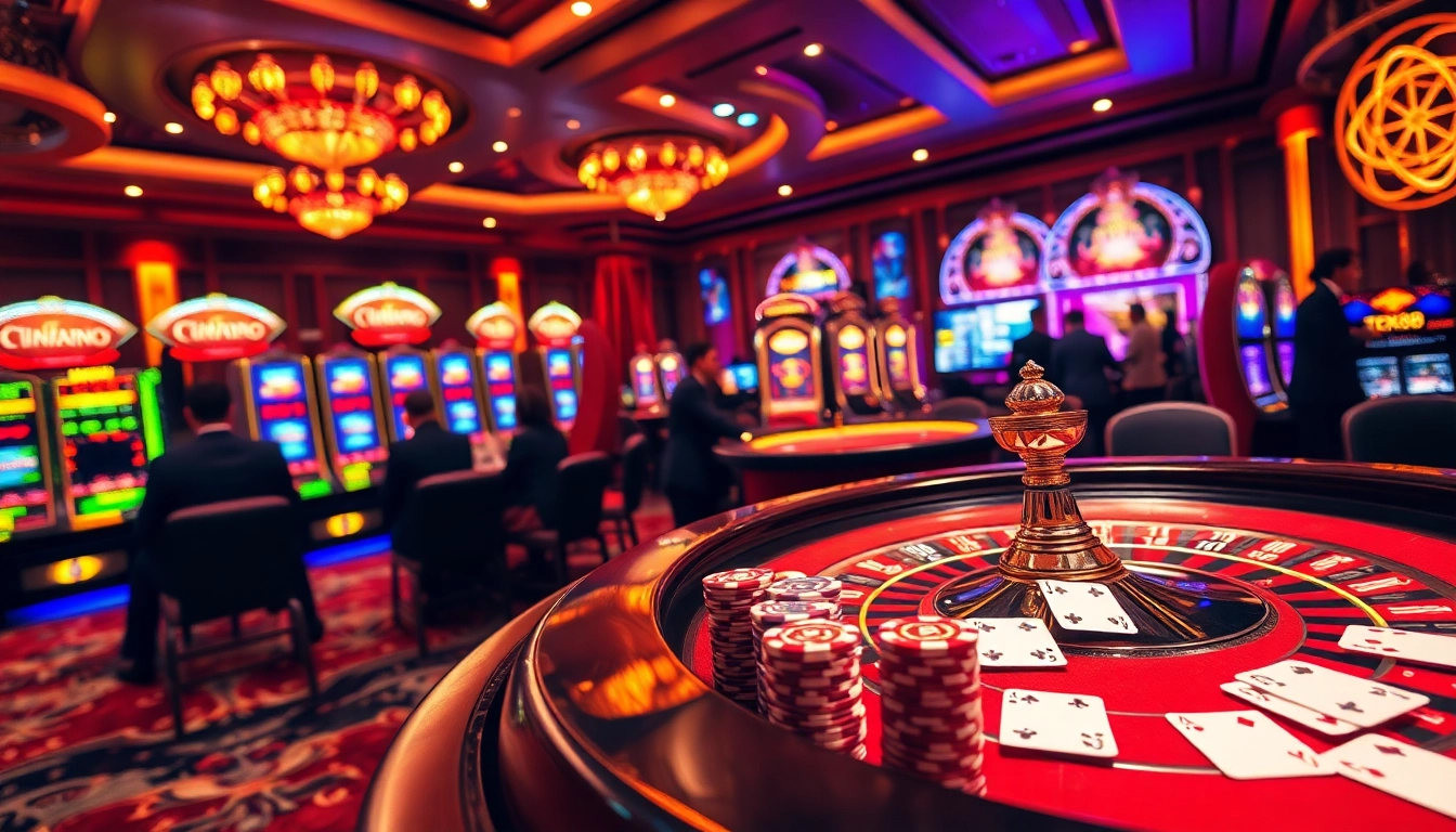 Exciting casino scene featuring TK88 betting slips on a poker table with vibrant poker chips.