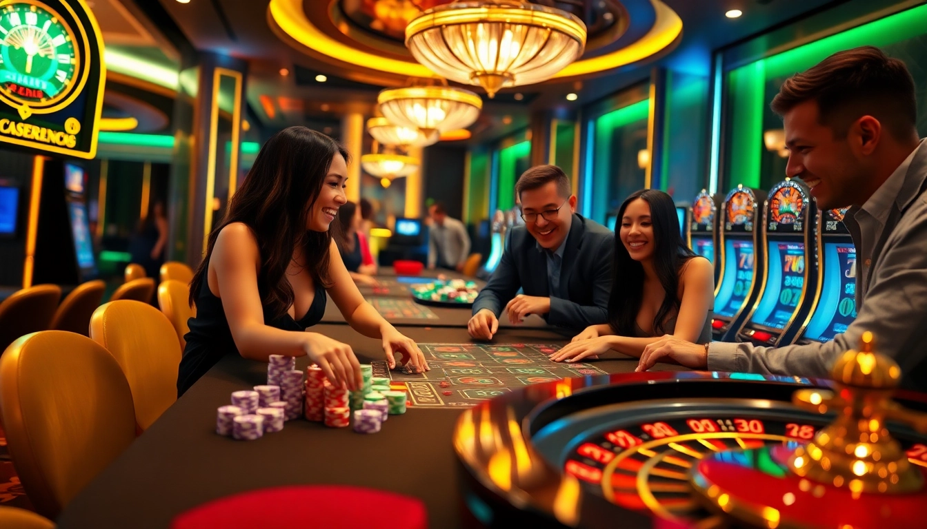 S8 casino players enjoying a thrilling poker game at luxury tables in an elegant gaming environment.