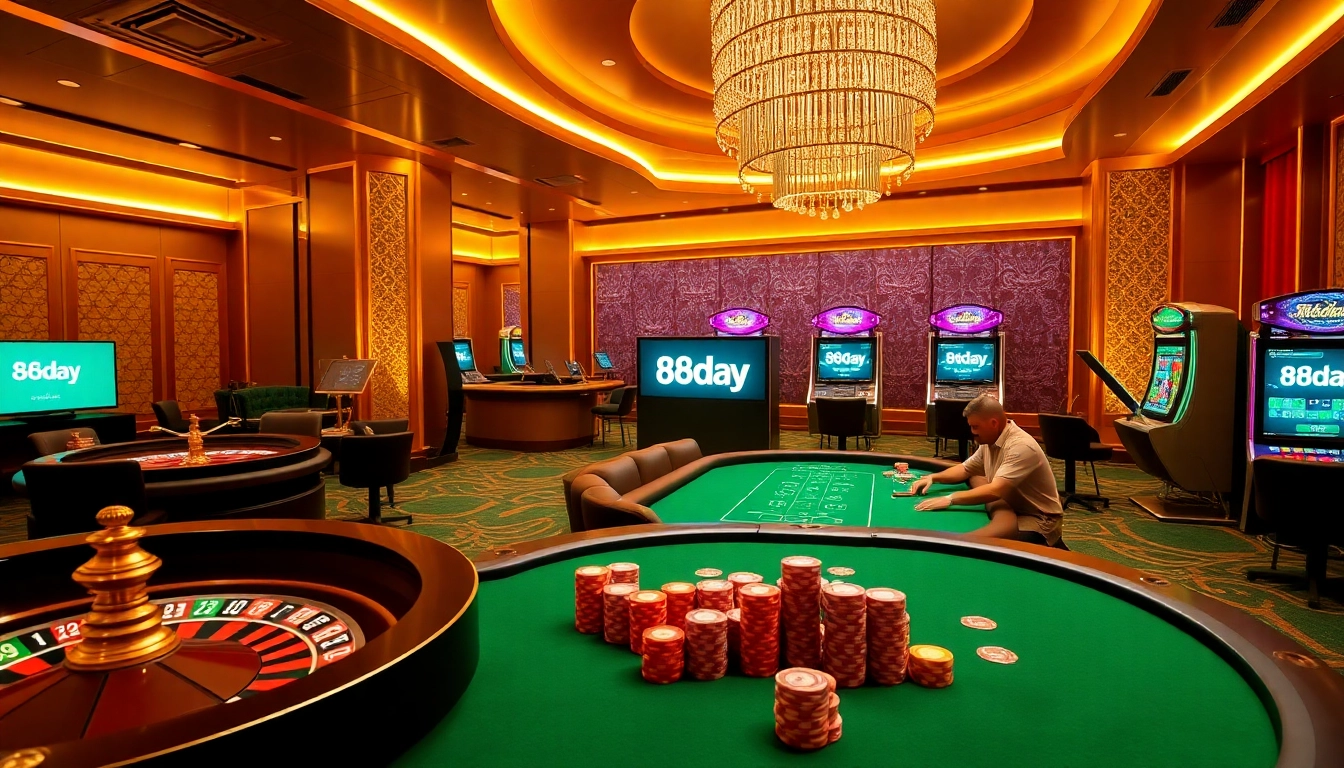 Experience thrilling gameplay at the 8day casino with vibrant slot machines and poker tables.